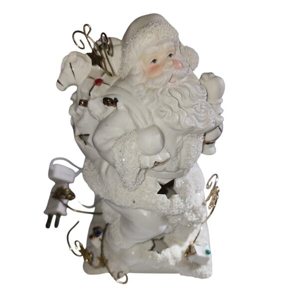 International Bazaar Santa Claus Night Light Christmas Porcelain Gold Accents - Picture 2 of 8